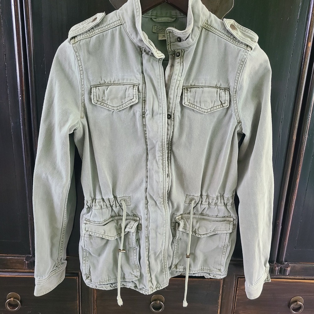 Lucky Brand Light Green Sturdy  Military Jacket Cargo Cinched XS S 36"‎ 25"